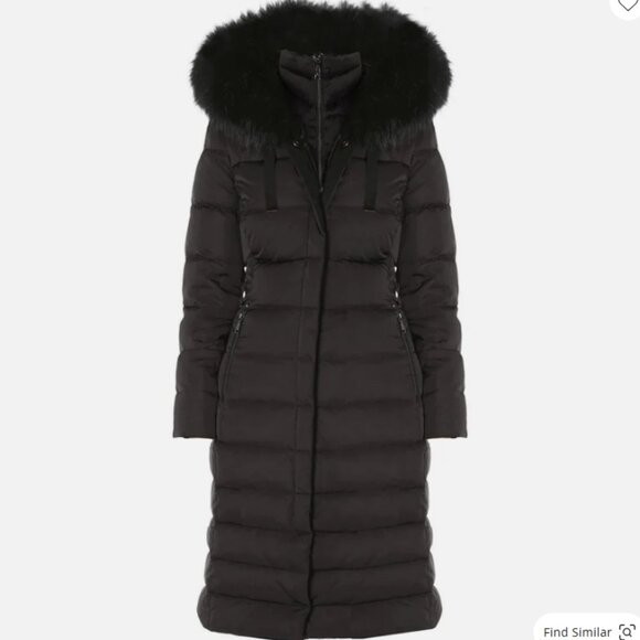 Tahari Nellie Long Coat – Black, Size S – Insulated with Removable Faux Fur Trim - Picture 6 of 12